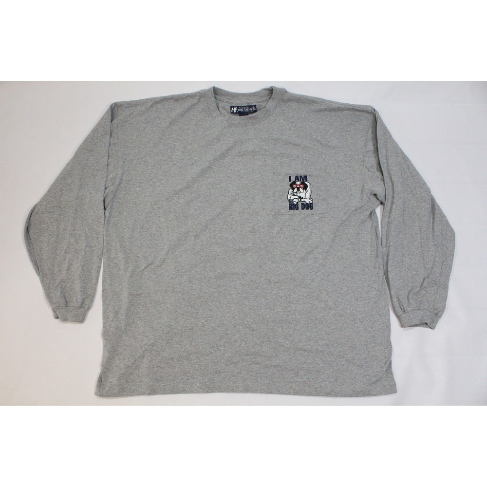 Big Dogs Mens 3X Gray Long Sleeve Pocket T-Shirt I Am The Big Dog Graphic Tee